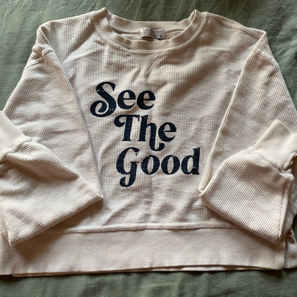 Pink Lily x Living My Best Style “See The Good” Sweatshirt